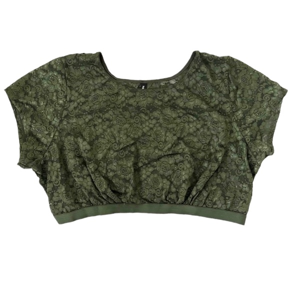 TORRID Women's Green Lace Short Sleeve Under-It-All Crop Top ~ Ladies Size 4x - Picture 2 of 6